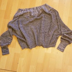 Free People Crop Sweater Boat Neck Gray L/S Sz S